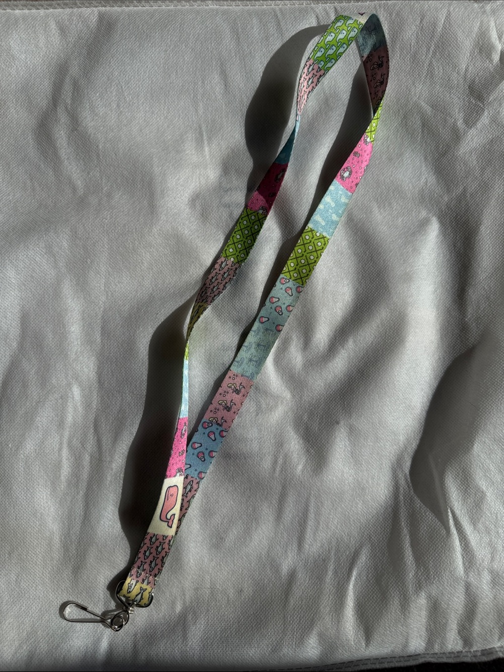 Vineyard Vines Pastel Patchwork Lanyard in Pink, Blue, Green